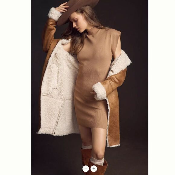 Anthropologie Mock-Neck Cap-Sleeve Mini Dress - Picture 4 of 6